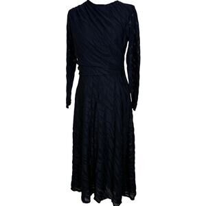 Isle by Melis Kozan Elegant Black Mesh Stretch Dress Small Zebra Imprint EUC